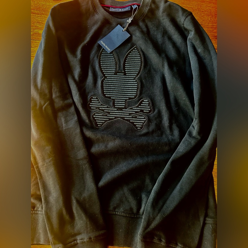 Psycho Bunny Black Adult M crewneck Sweatshirt NWT